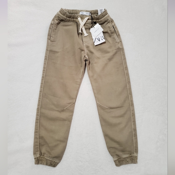 ❌️SOLD❌️ZARA KIDS STRETCH JOGGER PANTS BEIGE SIZE 8 YEARS - Picture 4 of 6